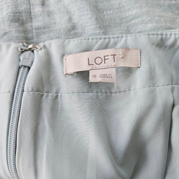 Loft Metallic Button Skirt blue with silver threads sz 10 - Picture 4 of 5